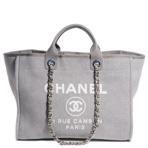 chanel canvas deauville large tote grey|Chanel lurex canvas medium deauville.